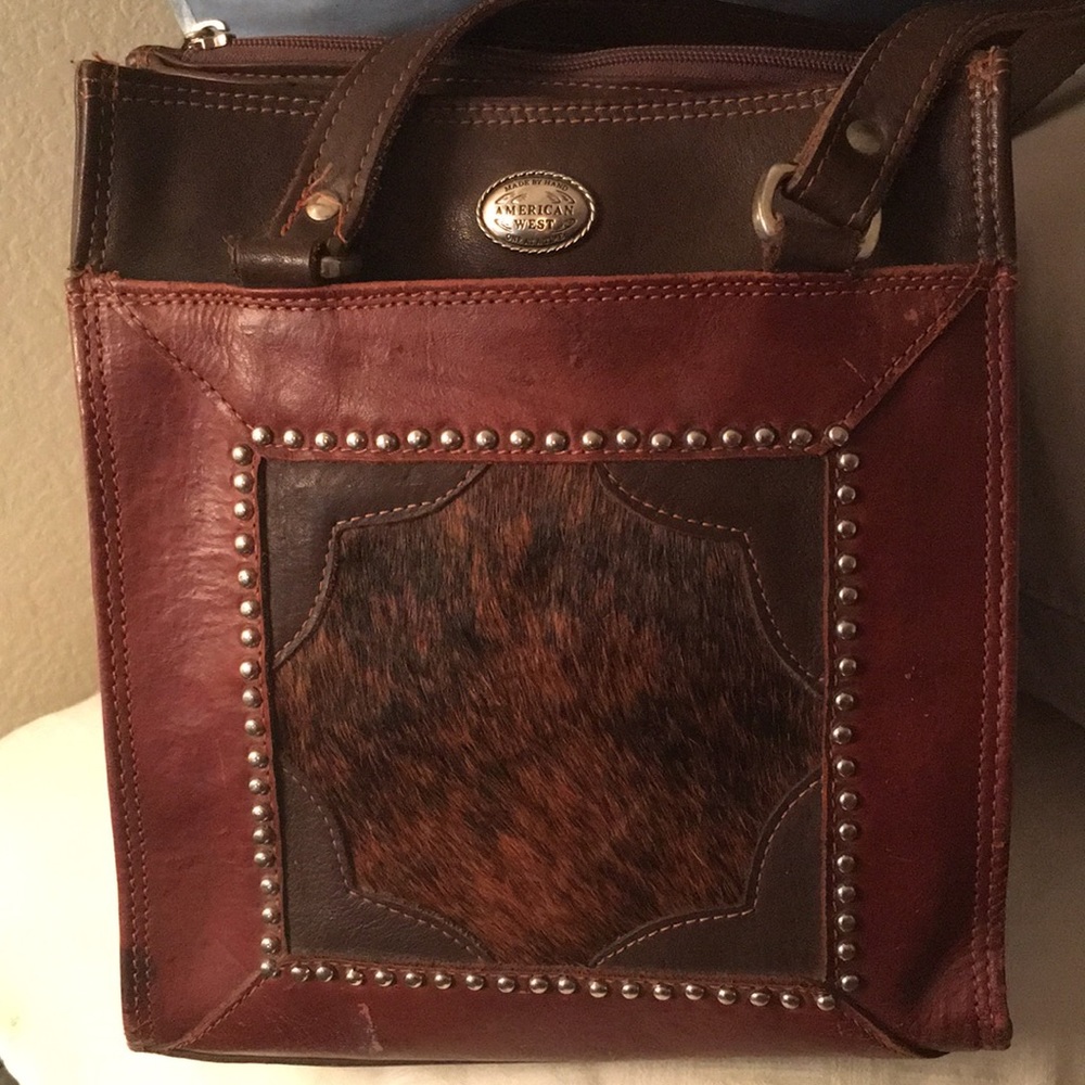 Genuine Leather & Cowhide Studded Bag